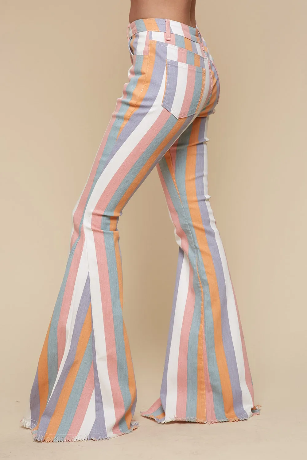Serendipity Striped Flare Jeans in Peach Multi