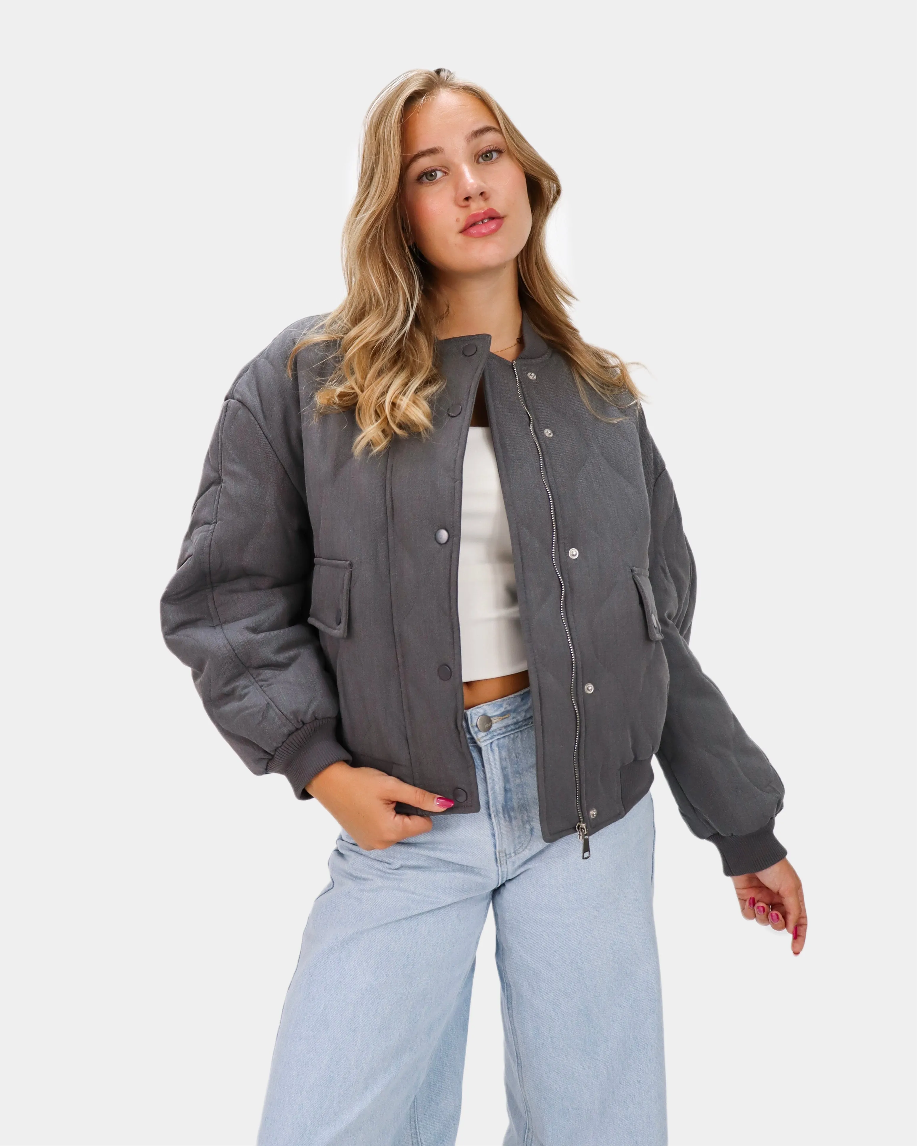 Sofia Bomber Jacket Grey