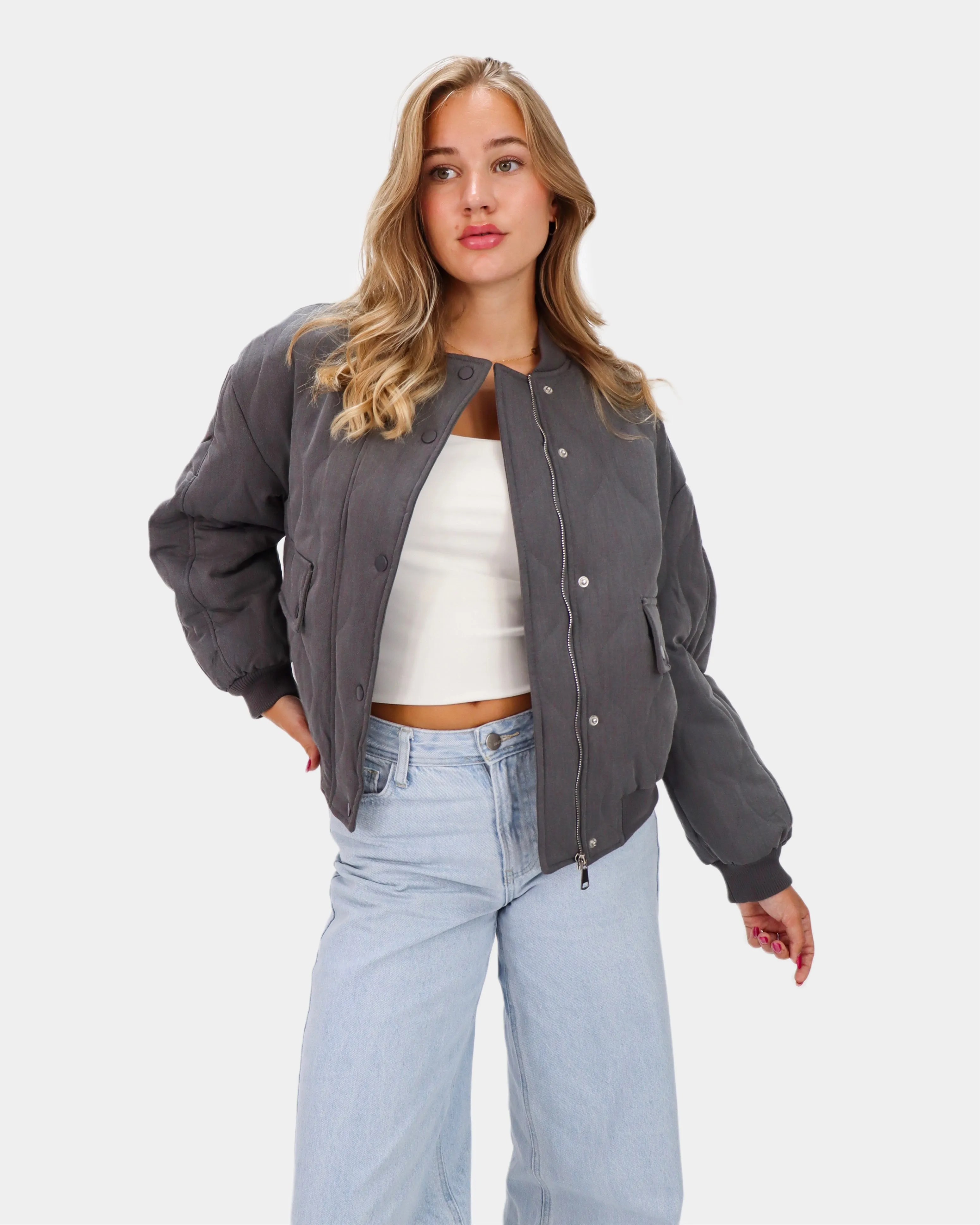 Sofia Bomber Jacket Grey