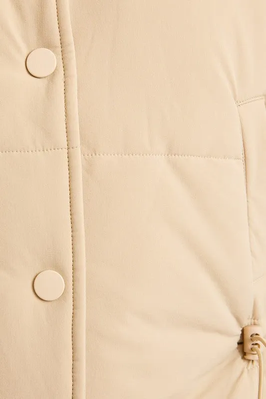 Taupe Ruffle Snap Button Vest