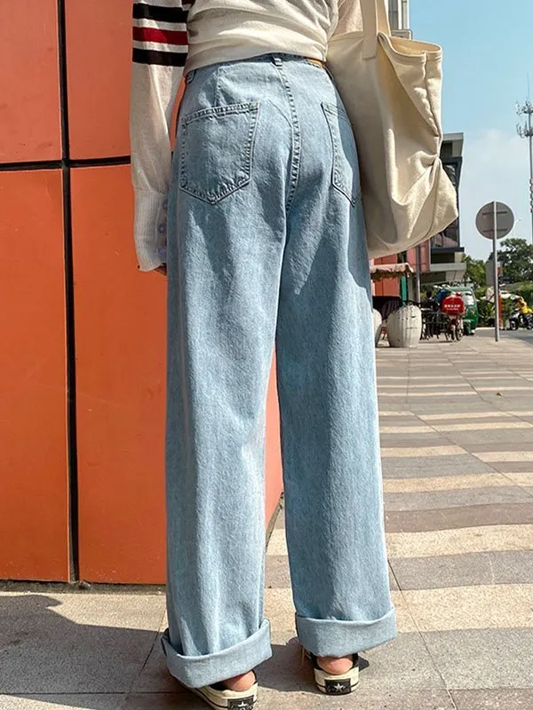 Wenkouban High-waisted baggy boyfriend jeans
